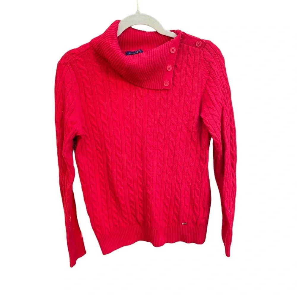 TOMMY HILFIGER CABLE KNIT COWL NECK SWEATER